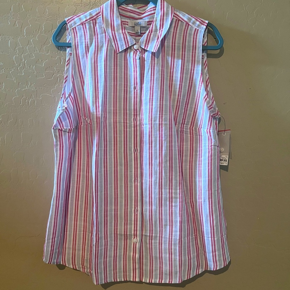NWT Striped Linen Sleeveless Shirt